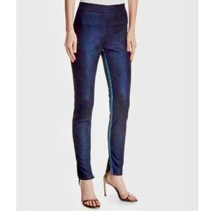 Elie Tahari Blue Roxana Lambskin Suede pants (Shimmery) NWOT